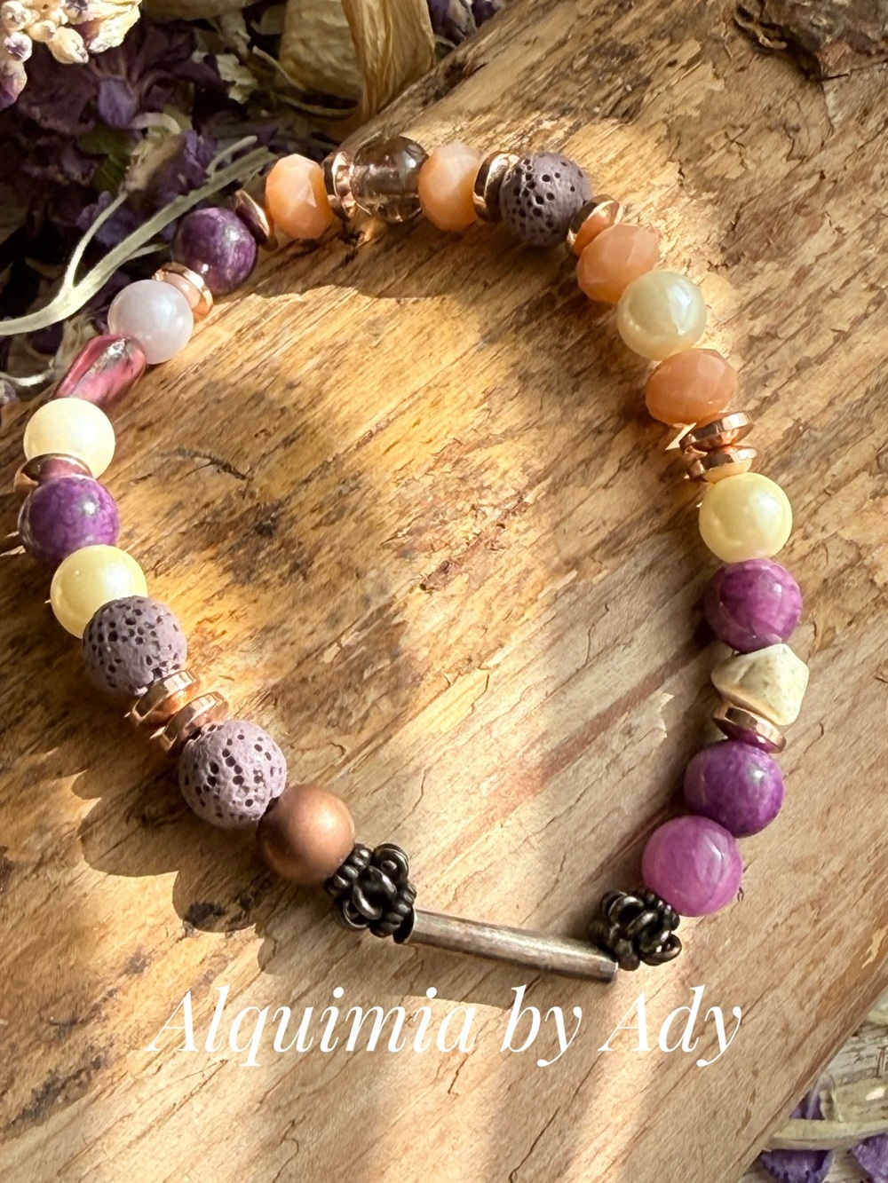 Multicolor glass and purple turquoise Bead Bracelet | cool layers